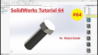 SolidWorks tutorial 64 SolidWorks Tutorial in Hindi  Learn Bolt Design in solid works [upl. by Bevash147]