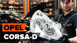 How to change front headlights on OPEL CORSA D TUTORIAL AUTODOC [upl. by Frost]