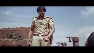 Sudeep Energetic Entry Scene to Catch Thieves  Kempegowda Kannada Movie Part1 [upl. by Suckram]