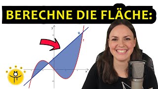 FLÄCHE zwischen 2 Funktionen berechnen – 3 Schnittpunkte Flächenberechnung Integral [upl. by Nonnahsal]