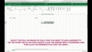 HOW TO APPLY OR REMOVE CELL BORDERS ON A WORKSHEET IN EXCEL ONEDRIVE [upl. by Tarah]