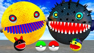 MS PACMAN amp NEW MONSTER PACMAN VS TWO SPIKY MONSTER PACMAN FIGHTING IN POKEMON 2024 new [upl. by Eladnwahs]