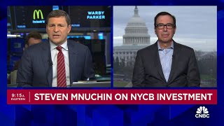 Steven Mnuchin on NYCB investment Great opportunity to turn this into an attractive regional bank [upl. by Enoob]