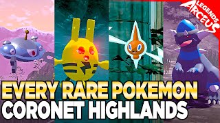 Every Rare Pokemon in Coronet Highlands  Pokemon Legends Arceus [upl. by Yaya308]