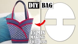 DIY MOST POPULAR DESIGN HANDBAG TUTORIAL  Tote Bag In 10 Min Sewing Easy Step by Step [upl. by Ramedlav]