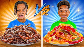 REAL FOOD VS GUMMY FOOD CHALLENGE  The Prince Family Clubhouse [upl. by Lleinad]