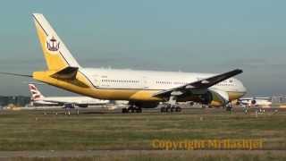 Triple 7 Heaven  Jet Airways and Royal Brunei V8BLA depart Heathrow Airport together [upl. by Galer142]