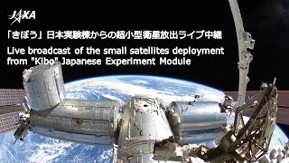 「きぼう」からの超小型衛星放出ライブ中継 Small satellites deployment from quotKiboquot [upl. by Eiznikam]