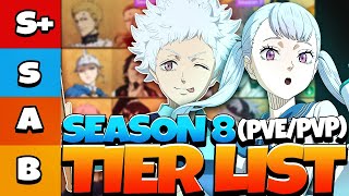 SEASON 8 PVE amp PVP TIER LIST NEW CLOVER ACADEMY NOELLE amp RILL TO DOMINATE  Black Clover Mobile [upl. by Ynafets303]