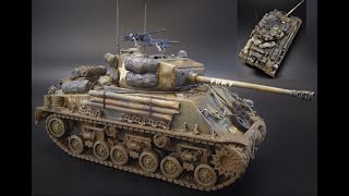 M4A3E8 Sherman Easy Eight Fury Tank 135 Scale Model Armor Kit Build Review Weathering Italeri 6529 [upl. by Dloraj911]