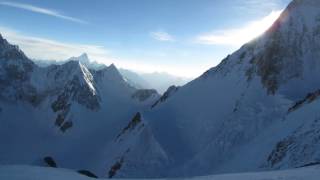 Late afternoon view from 23000ft at Camp 3 on Gasherbrum 2 [upl. by Ylrebmic]