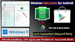 How to Install Windows Subsystem for Android Outside  Android Apps on windows 11  Easy Guide [upl. by Moorefield]