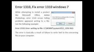 Error 1310 Fix error 1310 windows 7 [upl. by Moir781]