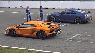 Lamborghini Aventador SVJ vs Nissan GTR R35 [upl. by Tolland]