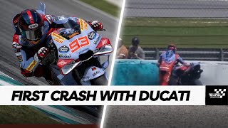 Marc Marquez ALMOST CRASH for the First Time with His Ducati in MotoGP SepangTest Day 1 [upl. by Season357]