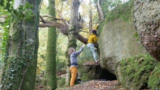 Bouldering in Bovey Woods  Chasm Wall Red Dot Boulder The Cubelet and Waller Slab [upl. by Iderf412]