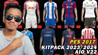 PES 2017 NEW KITPACK 20232024 V22 AIO  PES 2017 PC GAMEPLAY INDONESIA [upl. by Nodanrb914]