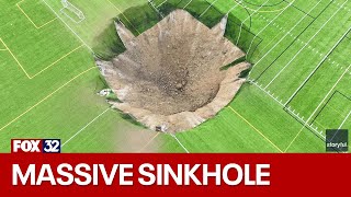 Massive sinkhole opens at soccer field in downstate Illinois [upl. by Prichard570]