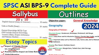 SPSC Assistant SubInspector BPS9 Complete Syllabus amp Study Outlines  ASI Exam Preparation [upl. by Riem]