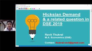 Hicksian Demand with Examples DSE 2019  Ravit Thukral [upl. by Gino]