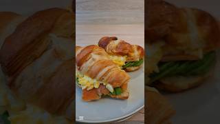 Best Croissant Sandwich with Eggs Avocados and Salmon🥐 shortsasmrrecipefoodyummy sandwich [upl. by September]