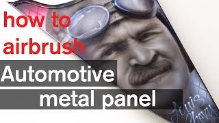 How to airbrush automotive portrait on chevy car panel [upl. by Aisekal]