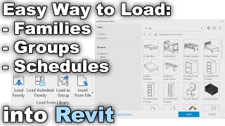 Load Families in Revit  Schedules and Groups  Revit Tutorial [upl. by Clareta]