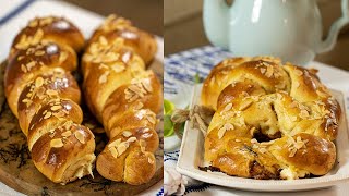 Stuffed Greek Easter Bread 3 Delicious Tsoureki minis Recipes [upl. by Brian]