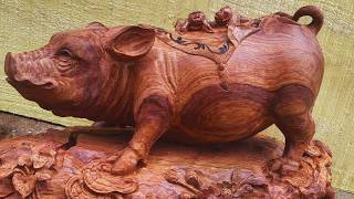 Amazing Wood carving Pig [upl. by Lelith]