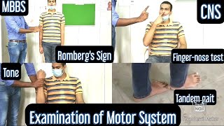 CNS  Examination of Motor system EnglishHindi Tone Strength Rombergs sign Tandem gait [upl. by Ingaborg]