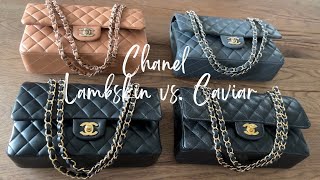 CHANEL LAMBSKIN VS CAVIAR Indepth review amp comparison [upl. by Lorac]