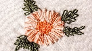 Hand Embroidery Designs  Double cast on stitch  HandiWorks 31 [upl. by Ahseinat]