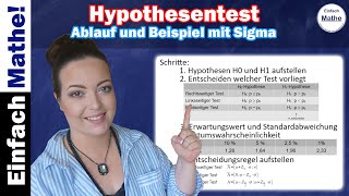 Hypothesentest  Ablauf und Beispiel beidseitiger Test mir Sigma by einfach mathe [upl. by Hsirap623]