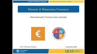 14  Ammortamento Francese rata costante [upl. by Siugram]