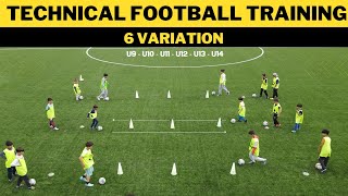 Technical FootballSoccer Training Drills  6 Variation  U9  U10  U11  U12  U13  U14 [upl. by Phipps]