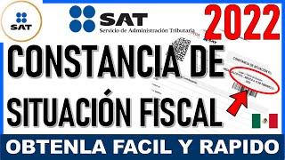 Cómo imprimir mi RFC 𝗦𝗜𝗡 𝗖𝗢𝗡𝗧𝗥𝗔𝗦𝗘Ñ𝗔  Constancia Situación Fiscal desde la pagina del SAT 2022 [upl. by Leoj661]