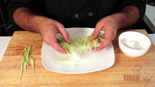 Fried Leek Garnish Recipe by Chef Dangoor  TigerChef [upl. by Etteniotna]