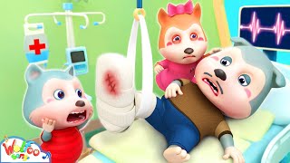 Daddy Has a Broken Leg  Family Boo Boo Song  More Nursery Rhymes  Wolfoo Kids Songs [upl. by Yhotmit]