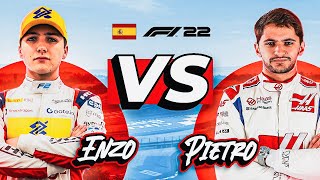 Duelo ÉPICO no F1 22 Barcelona GP Enzo x Pietro Fittipaldi [upl. by Yentirb165]