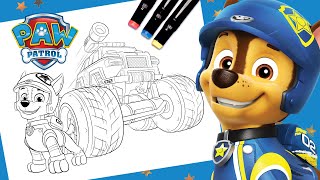 Color Chase’s Rescue Wheels Vehicle 🛞  PAW Patrol  Coloring for Kids [upl. by Burtie]