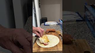 Cheese kransky breakfast wrap taste test gsp germanshorthairedpointer breakfastideas food [upl. by Ettennek]