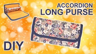 DIY Fabric long Wallet  플라워 패턴의 지갑 만들기  How to sew accordion purse wallet sewingtimes [upl. by Maryl]