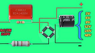 Convert 220V AC To DC All Volt 3v 6v 9v 12v 24v 48 led drive circuit  Use M7 Diode [upl. by Anaes]