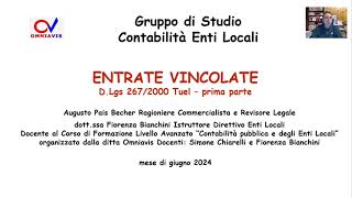 Entrate vincolate la disciplina del TUEL  parte 1 1962024 [upl. by Attlee]