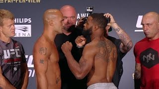 UFC 201 WeighIn Robbie Lawler vs Tyron Woodley [upl. by Allehc]