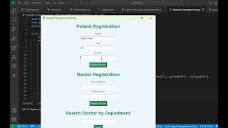 Hospital Management system project in Python shorts pythonprojectsshortvideo [upl. by Kcinom]