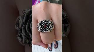 Red Garnet Rose Sterling Silver Ring [upl. by Signe]