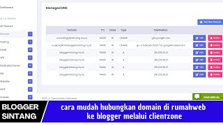 cara mudah hubungkan domain di rumahweb ke blogger melalui clientzone [upl. by Ewolram831]