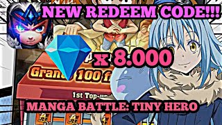 NEW REDEEM CODE GET FREE 8000 DIAMOND AND HERO SUMMON TICKET 10  MANGA BATTLE TINY HERO [upl. by Aihseuqram]