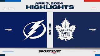 NHL Highlights  Lightning vs Maple Leafs  April 3 2024 [upl. by Scrope]